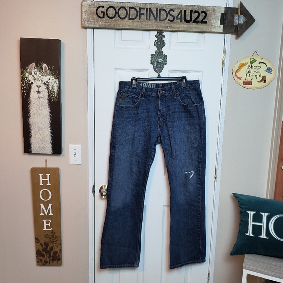 Ariat M4 Jeans Men's Size 34x32 Low Rise Boot Dark Wash Western Denim Cowboy - Picture 1 of 9